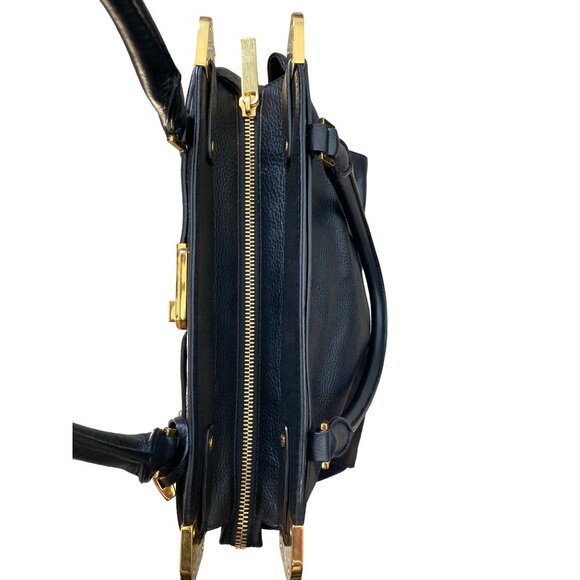 MICHAEL KORS WOMEN'S BLACK DEER LEATHER BLAKE SATCHEL BAG - Picture 6 of 14